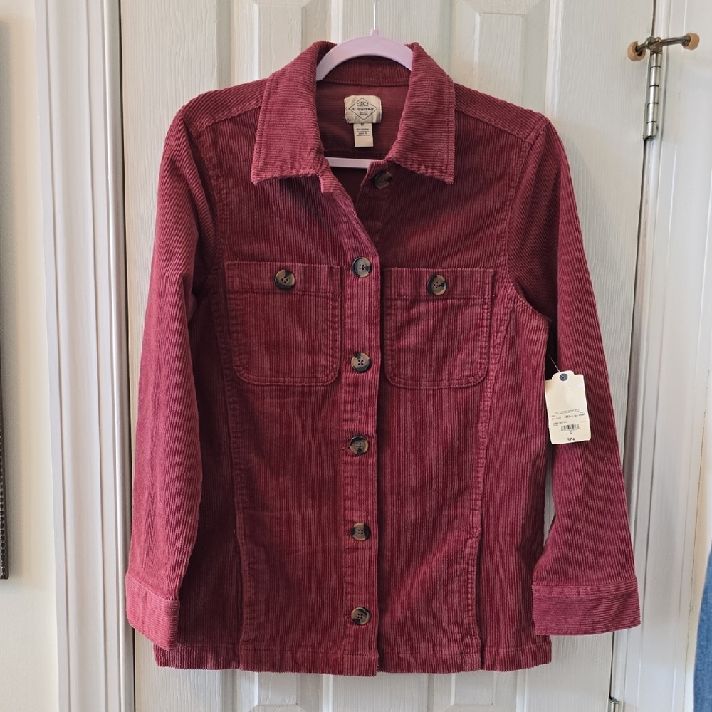 ST. JOHN'S BAY BRAND WOMEN'S MAUVE CORDUROY JACKET SIZE SMALL.